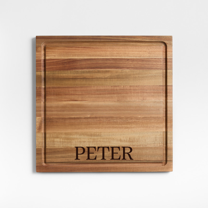 View Personalized Crate & Barrel Acacia Wood Cutting Board 16"x16"x0.75" details
