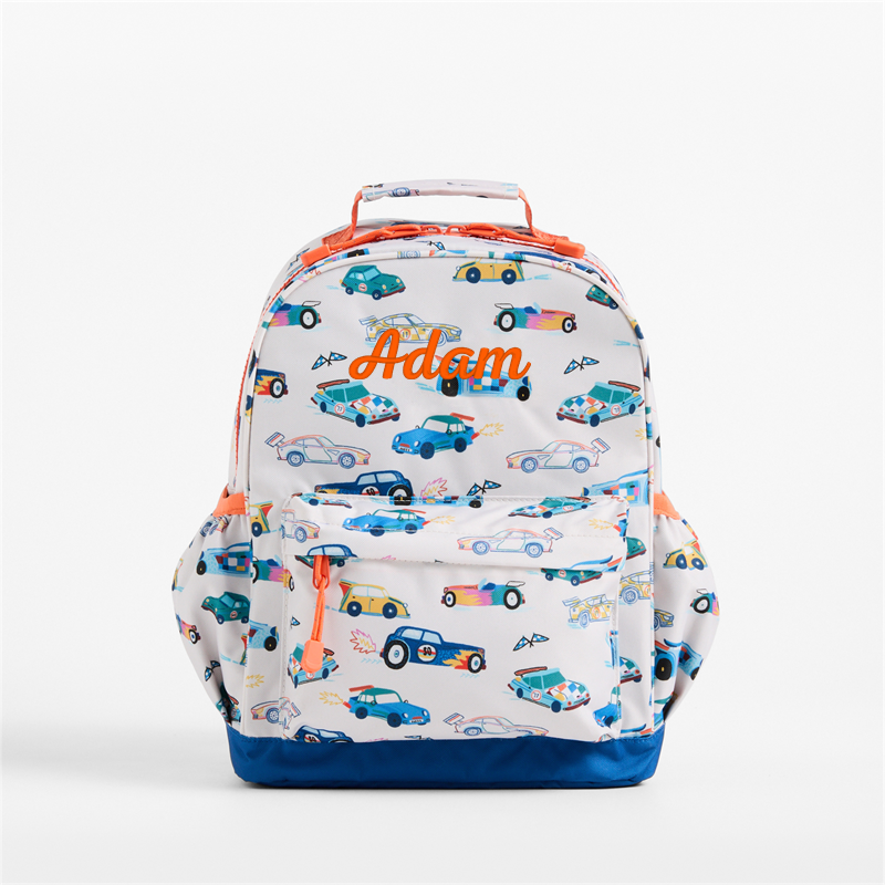 View Personalized Speed Racecars Medium Kids Backpack with Side Pockets details