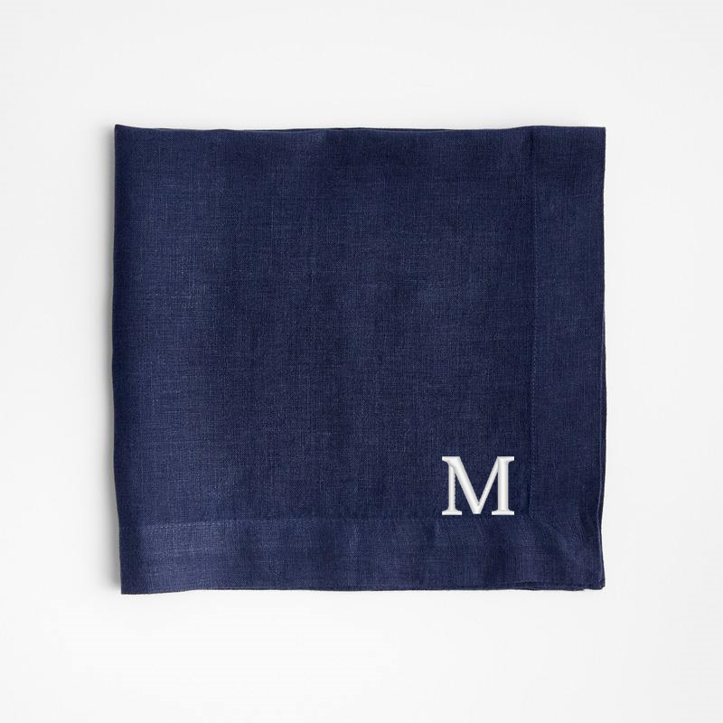 View Personalized Marin Deep Indigo EUROPEAN FLAX ™-Certified Linen Napkin details