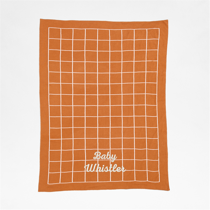 View Personalized Knit Grid Terracotta Baby Stroller Blanket details