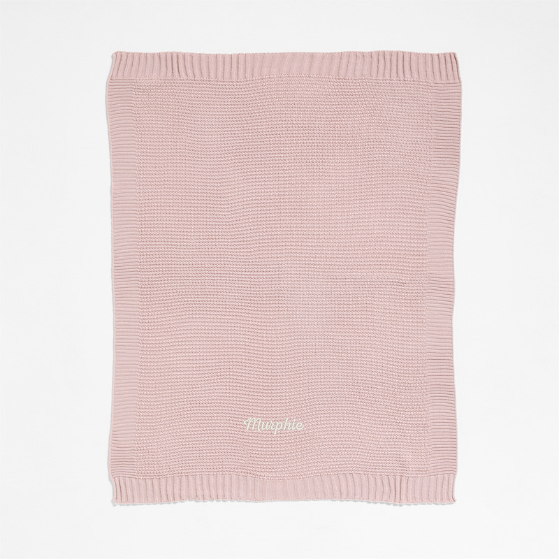 View Personalized Bubble Knit Mauve Rose Baby Stroller Blanket details