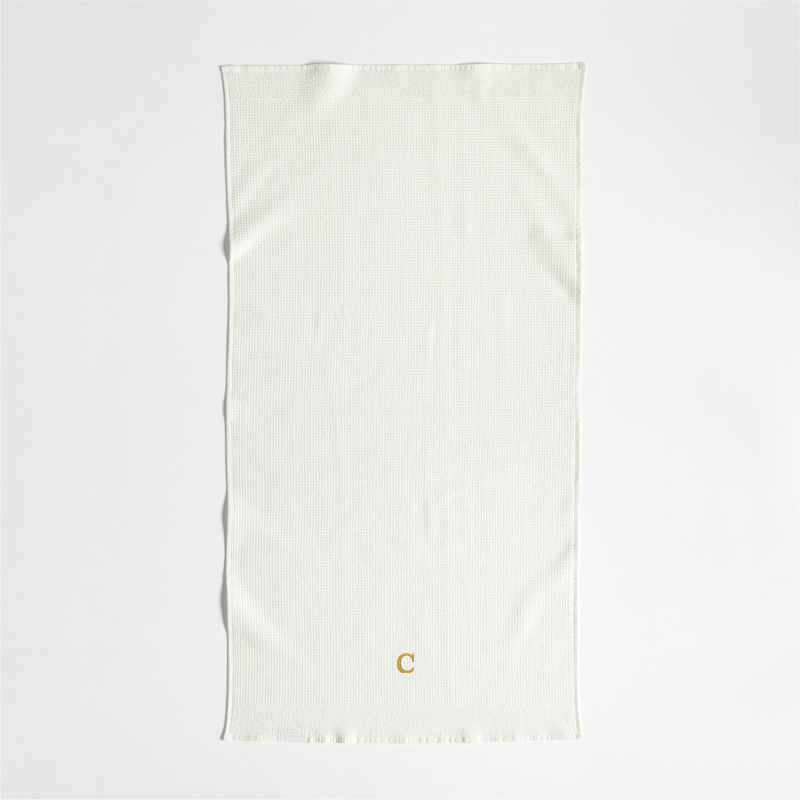 View Personalized Ivory Organic Waffle Bath Towel details