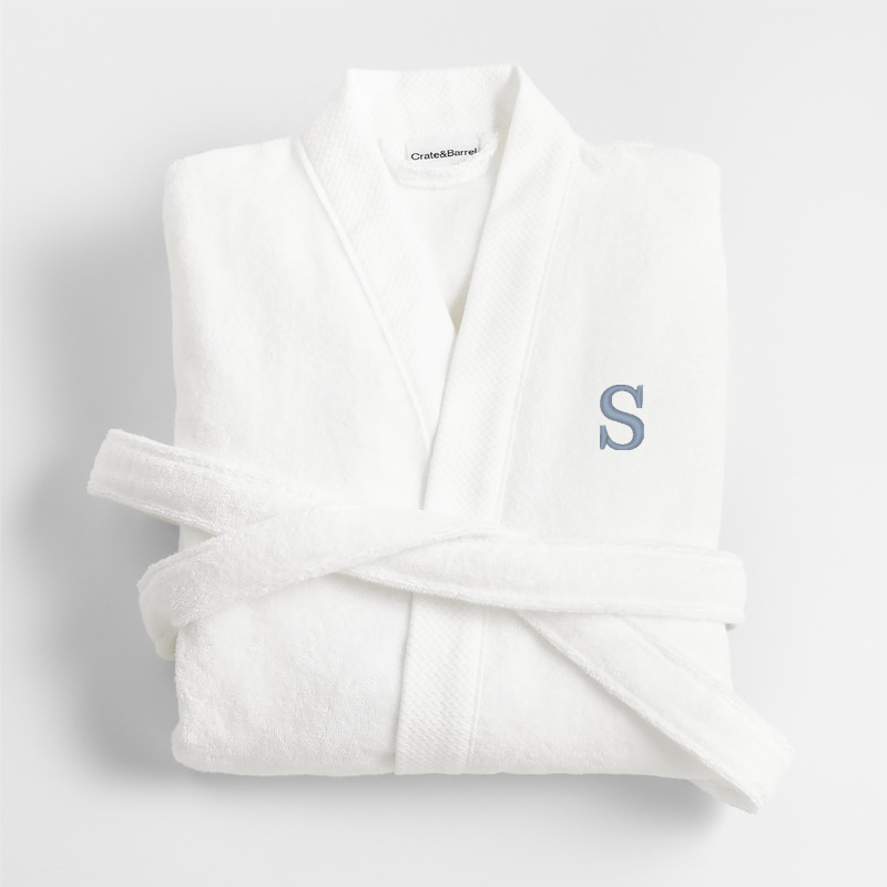 View Personalized Organic Turkish Cotton Crisp White Bath Robe S/M details