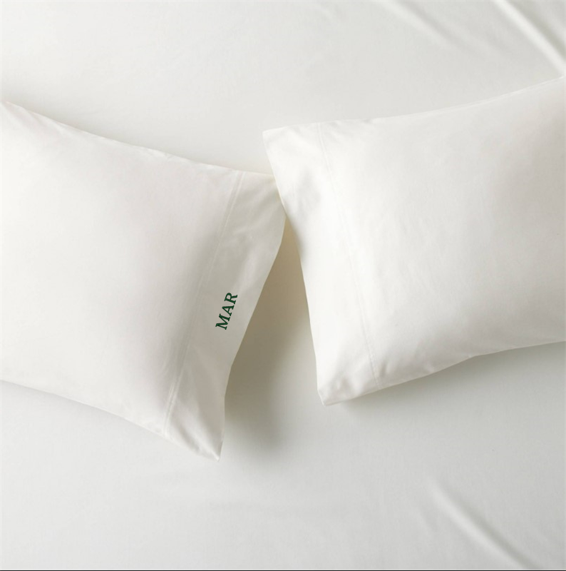 View Personalized Classic Organic Cotton Sateen 520 Thread Count Ivory Standard Pillowcases Set of 2 details