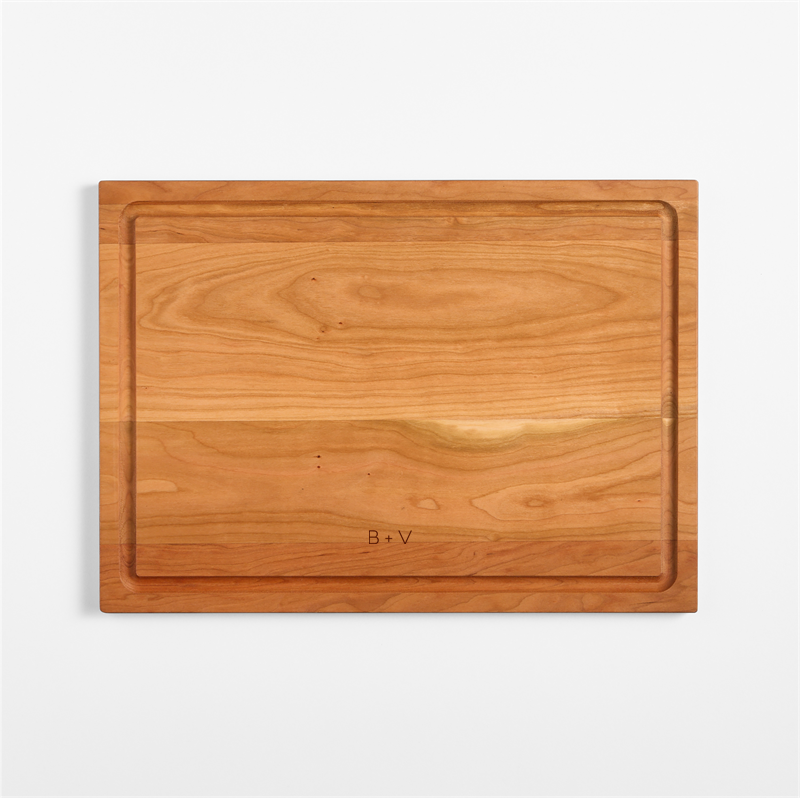 View Personalized Crate & Barrel Reversible Cherry Wood Cutting Board 18"x13"x0.75" details