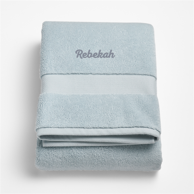 View Personalized Organic Turkish Cotton Pale Blue Bath Towel details