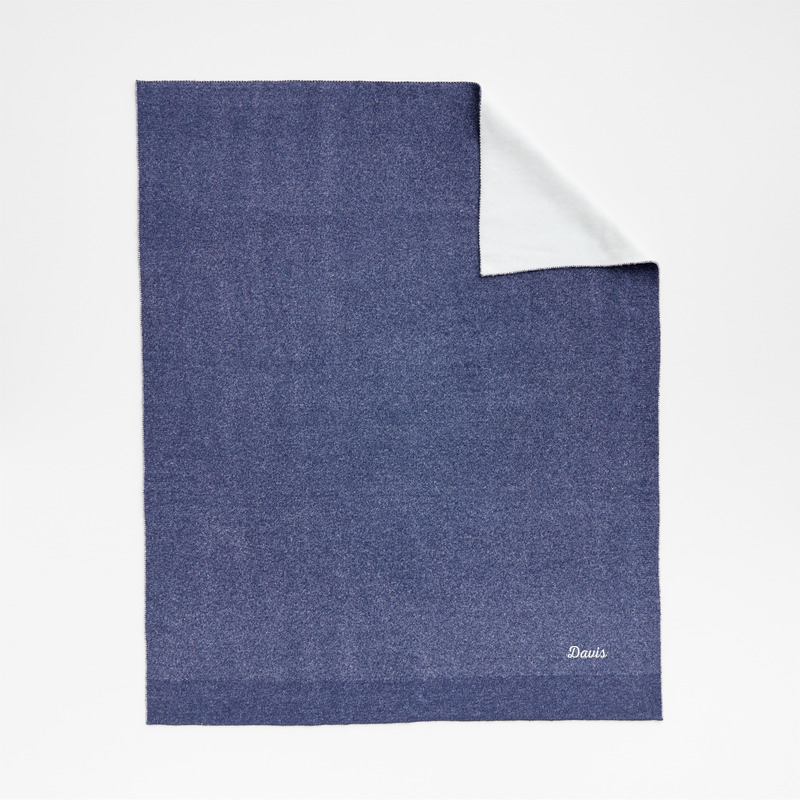 View Personalized Alpine Cozy Ivory and Indigo Blue Reversible 70"x55" Throw Blanket details
