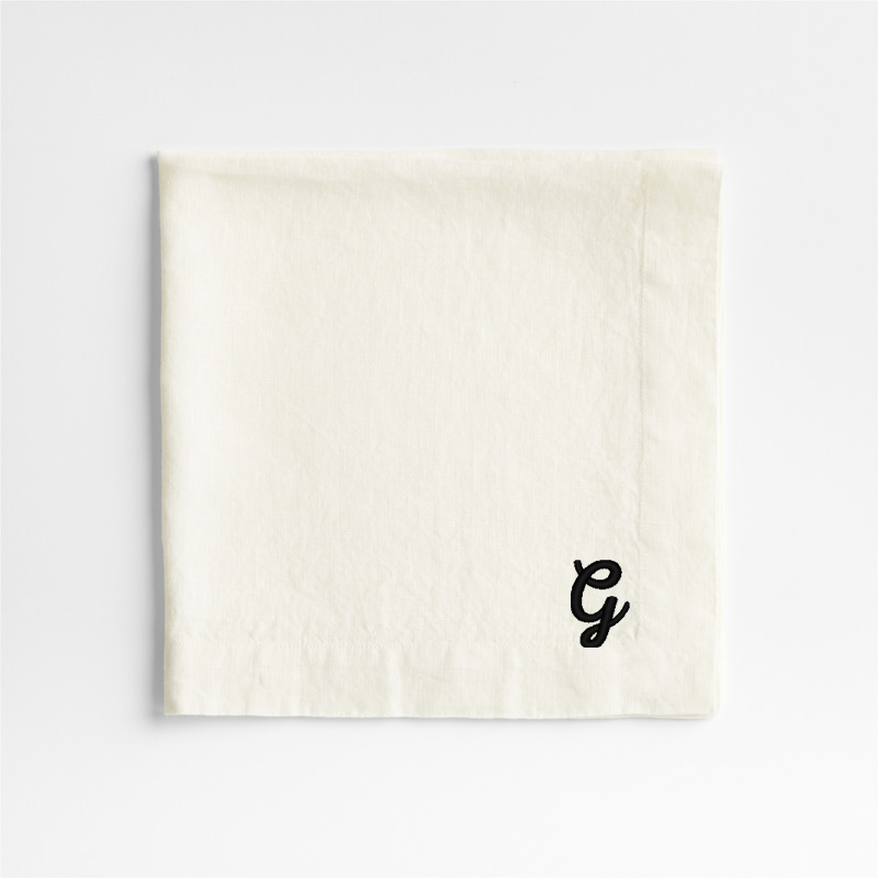 View Personalized Marin Arctic Ivory EUROPEAN FLAX ™-Certified Linen Napkin, Set of 4 details