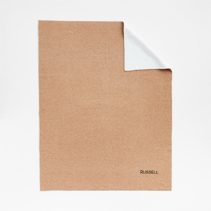 View Personalized Alpine Cozy Ivory and Camel Tan Reversible 70"x55" Throw Blanket details