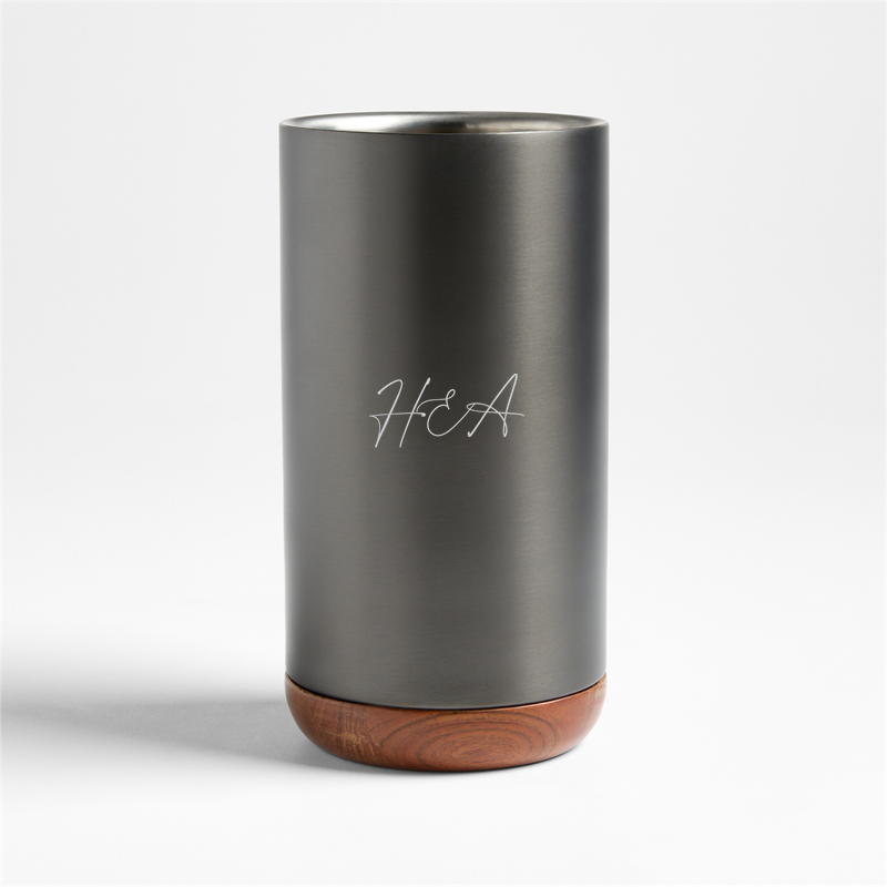 View Personalized Fenton Graphite and Wood Wine Cooler details