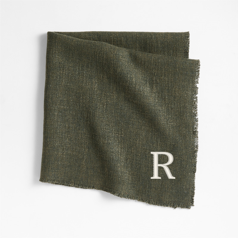 View Personalized Hudson Ficus Green Dinner Napkins, Set of 8 details