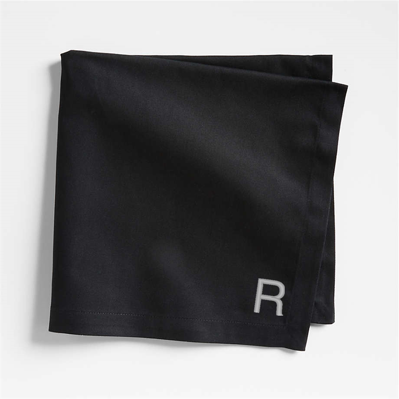 View Personalized Aspen Ink Black Organic Cotton Napkins, Set of 8 details