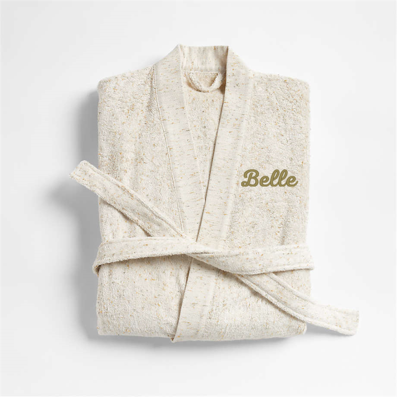 View Personalized Organic Small/Medium Turkish Natural Beige Fleck Bathrobe details