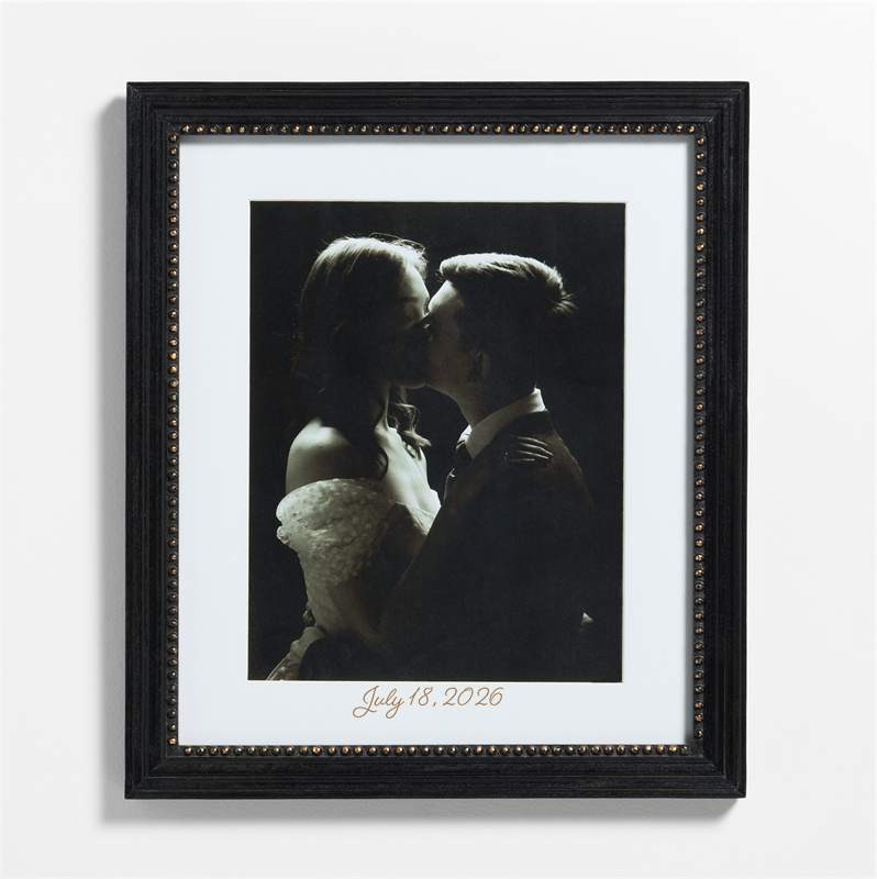 View Personalized Belgium Black with Gold Bead Wood 11x14 Wall Picture Frame with Interchangeable Mats details