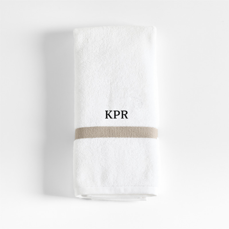 View Personalized Tuxedo Stripe Organic Cotton Sand Beige Hand Towel details