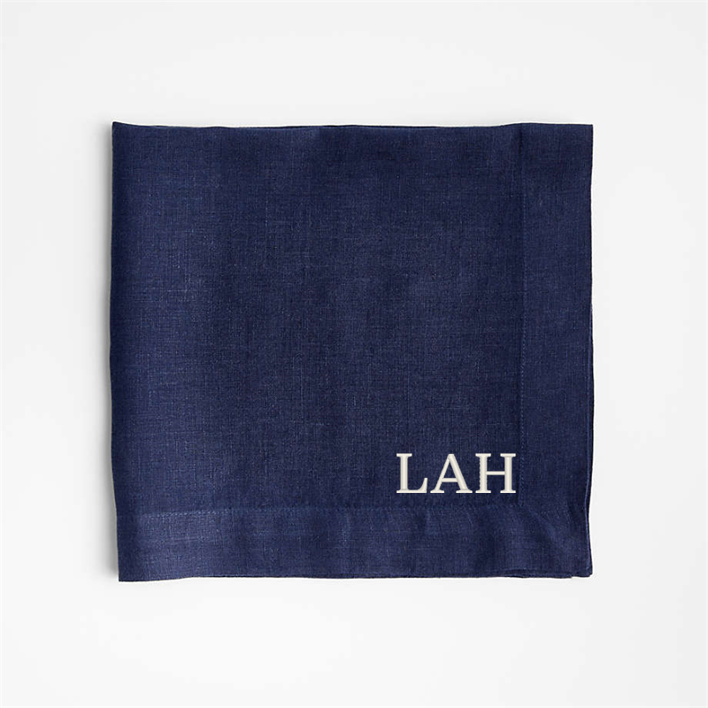 View Personalized Marin Indigo EUROPEAN FLAX ™-Certified Linen Napkins, Set of 4 details