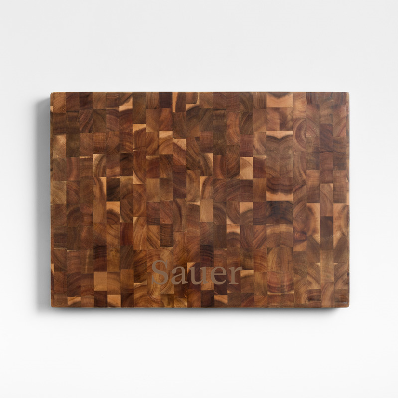 View Personalized Crate & Barrel Rectangular Acacia End-Grain Cutting Board details
