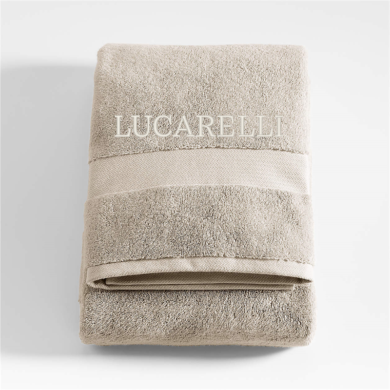 View Personalized Classic Organic Turkish Cotton Taupe Bath Towel details
