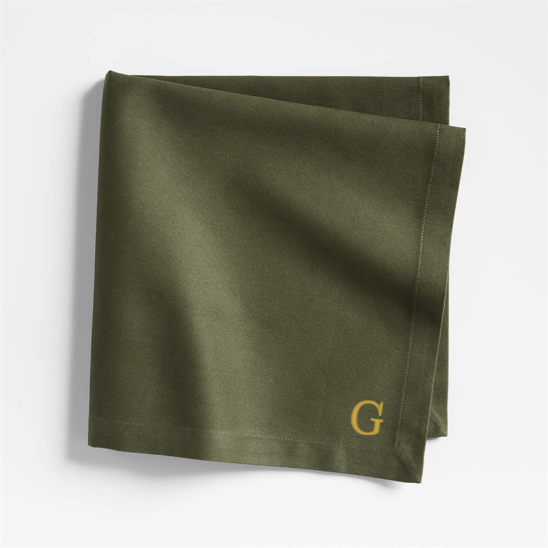View Personalized Aspen Burnt Green Organic Cotton Napkins, Set of 8 details