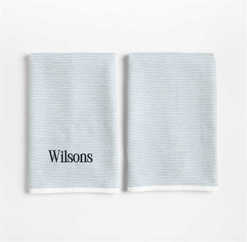 View Personalized Textured Terry Harbor Blue Organic Cotton Kitchen Dish Towels, Set of 2 details