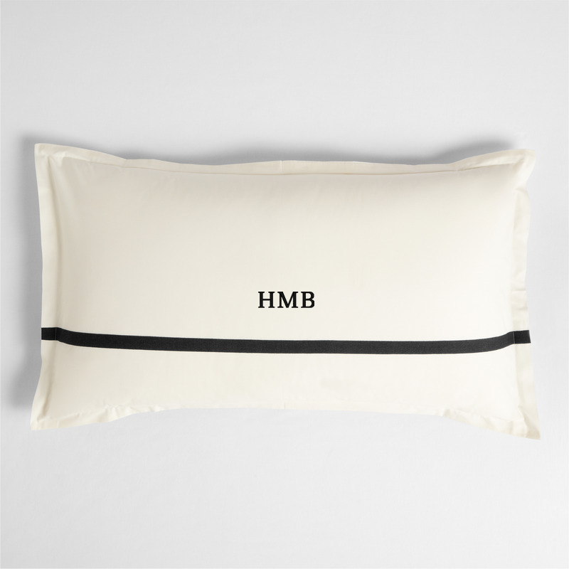 View Personalized Favorite Organic Cotton Percale Tuxedo Stripe Ink Black King Bed Pillow Sham details