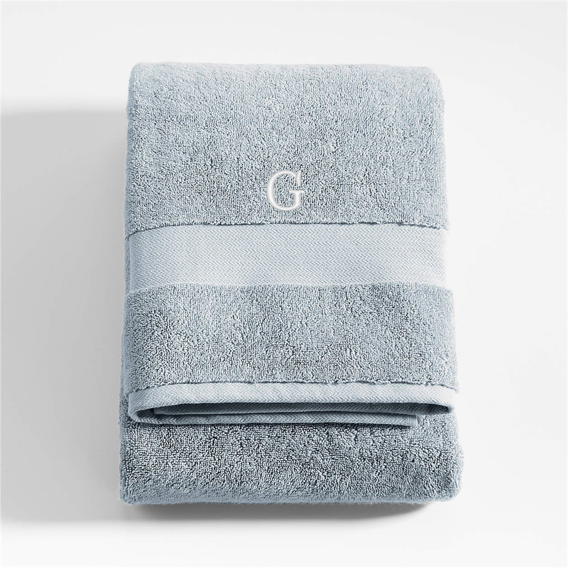 View Personalized Classic Organic Turkish Cotton Mist Blue Bath Towel details