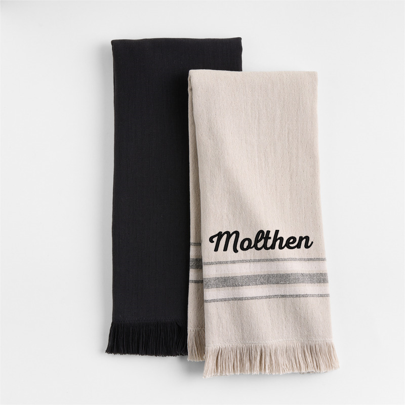 View Personalized Craft Ink Black Organic Cotton Dish Towels, Set of 2 details