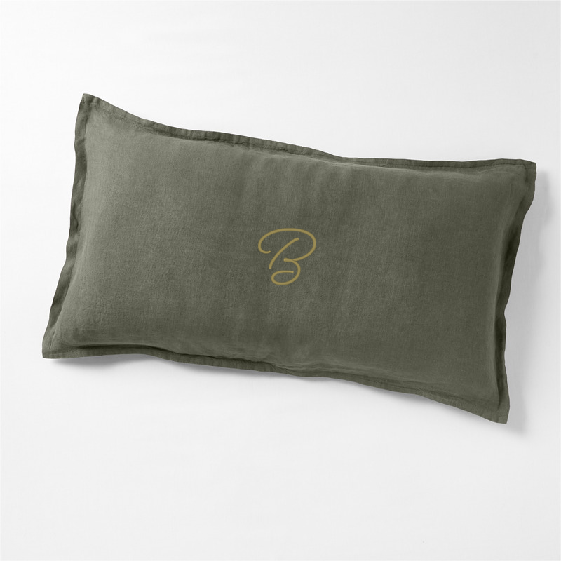 View Personalized Aire Natural EUROPEAN FLAX ™-Certified Linen Burnt Green King Bed Pillow Sham details