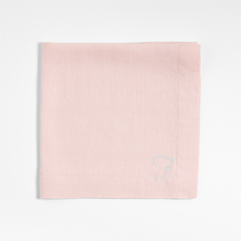 View Personalized Marin Spring Pink EUROPEAN FLAX ™-Certified Linen Napkins, Set of 8 details