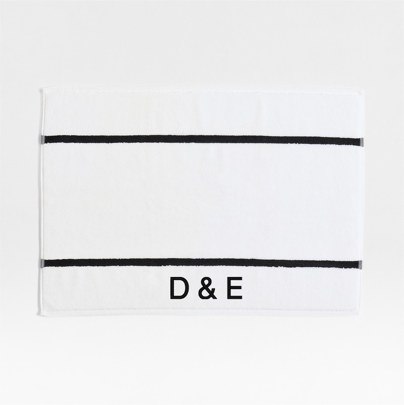 View Personalized Tuxedo Stripe Organic Cotton Ink Black Bath Mat details