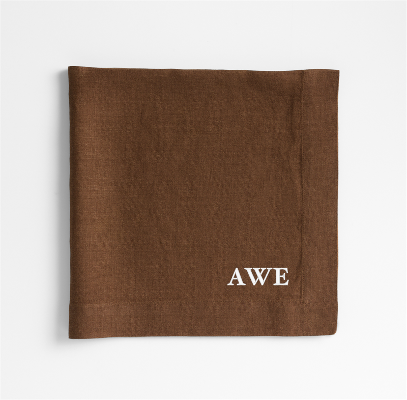 View Personalized Marin Earth Brown EUROPEAN FLAX ™-Certified Linen Napkin details