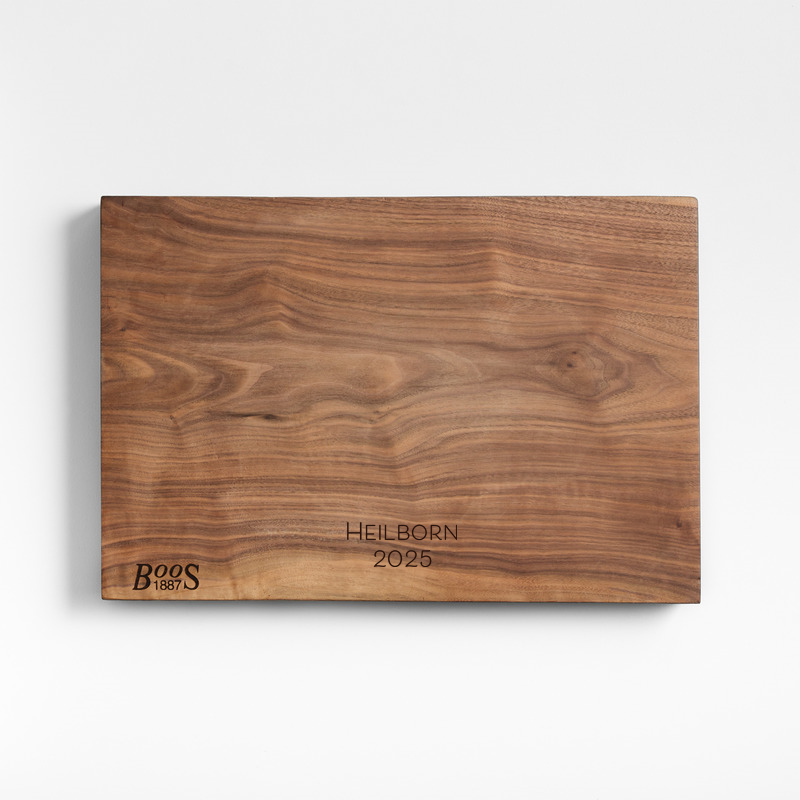 View Personalized John Boos 17"x12" Rustic Edge Walnut Cutting Board details