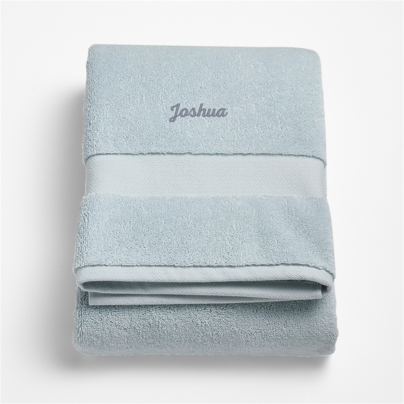 View Personalized Organic Turkish Cotton Pale Blue Bath Towel details