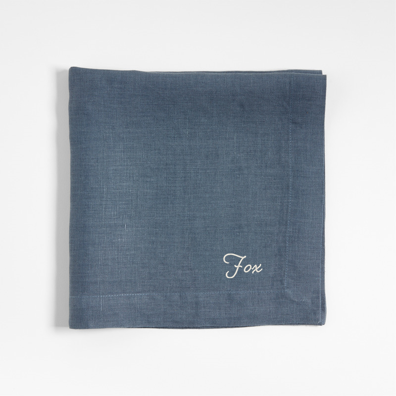 View Personalized Marin Slate Blue EUROPEAN FLAX ™-Certified Linen Napkin, Set of 8 details