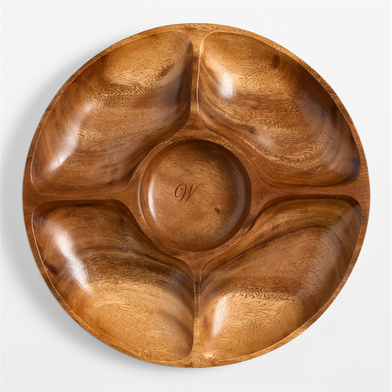 View Personalized Tondo 16" Acacia Large Divided Server details