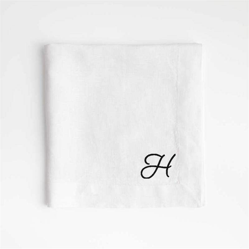View Personalized Marin White EUROPEAN FLAX ™-Certified Linen Napkins, Set of 8 details