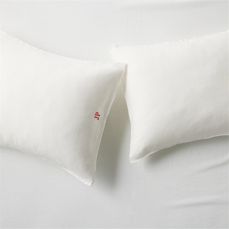 View Personalized Classic EUROPEAN FLAX™-Certified Linen White Standard Pillowcases Set of 2 details
