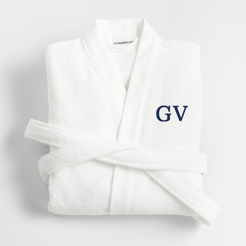 View Personalized Organic Turkish Cotton Crisp White Bath Robe L/XL details