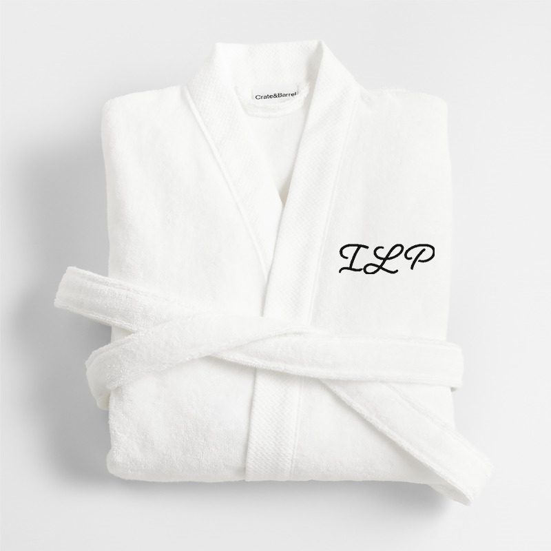 View Personalized Organic Turkish Cotton Crisp White Bath Robe S/M details