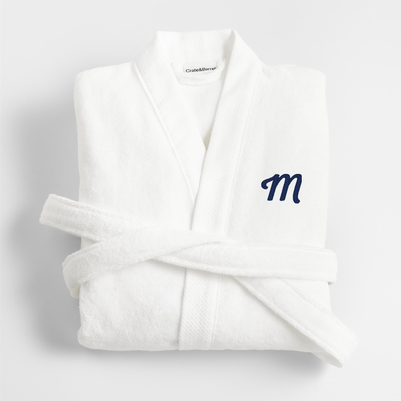 View Personalized Organic Turkish Cotton Crisp White Bath Robe S/M details