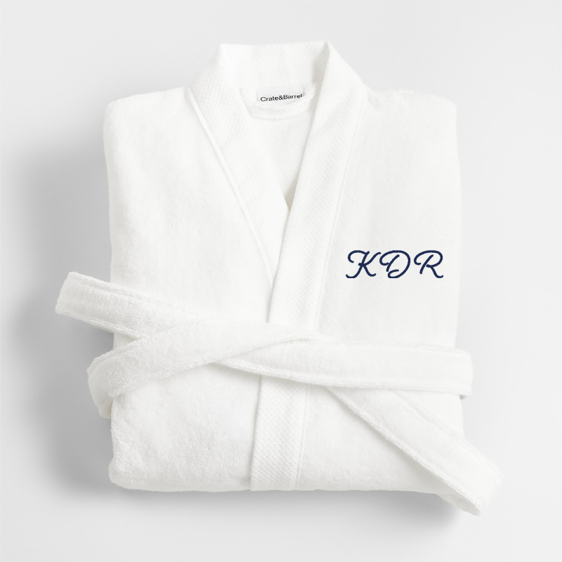 View Personalized Organic Turkish Cotton Crisp White Bath Robe S/M details