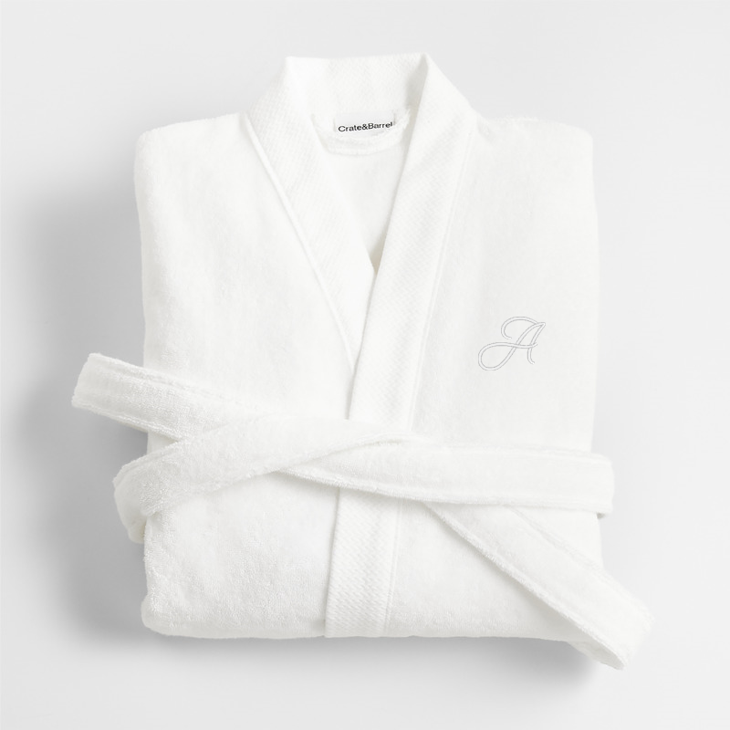 View Personalized Organic Turkish Cotton Crisp White Bath Robe S/M details
