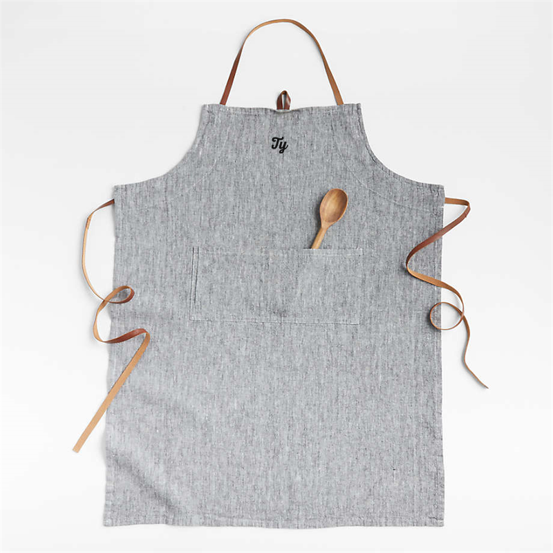 View Personalized Chambray Organic Cotton Apron with Pocket details