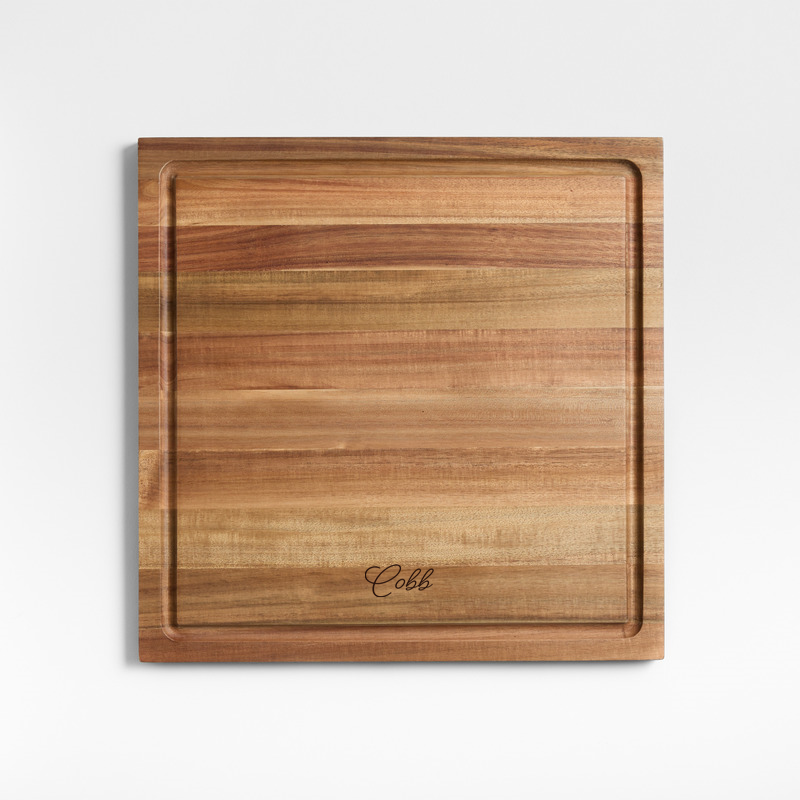 View Personalized Crate & Barrel Acacia Wood Cutting Board 16"x16"x0.75" details