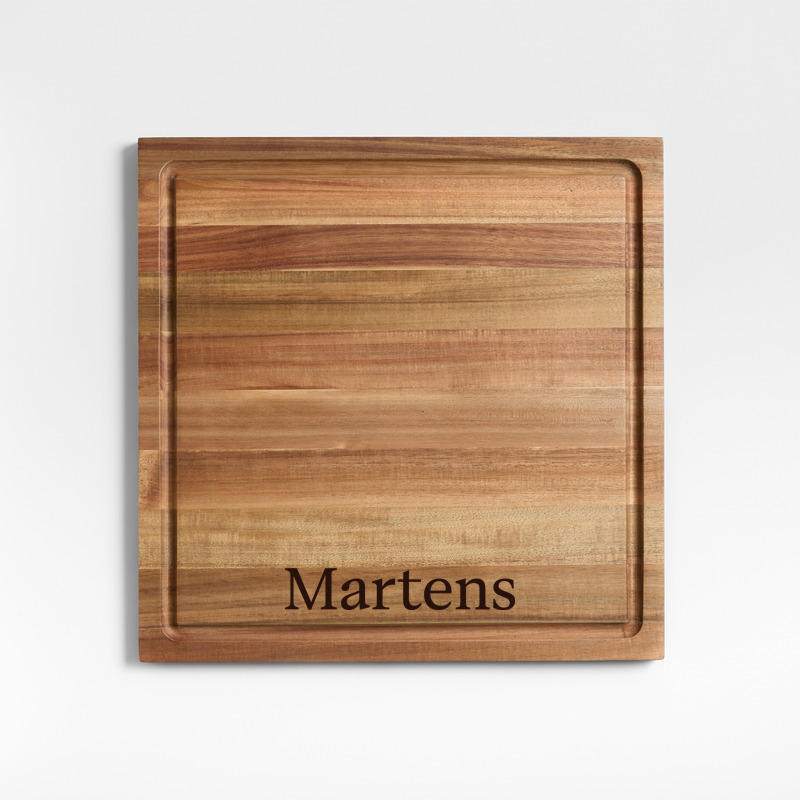 View Personalized Crate & Barrel Acacia Wood Cutting Board 16"x16"x0.75" details