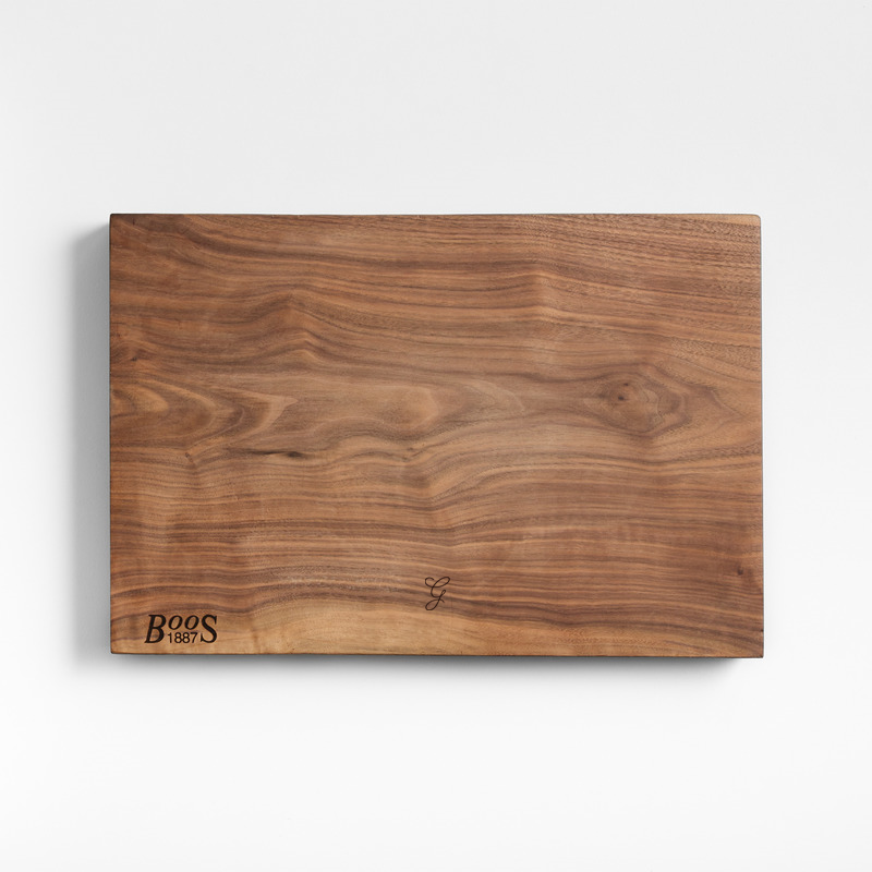 View Personalized John Boos 17"x12" Rustic Edge Walnut Cutting Board details