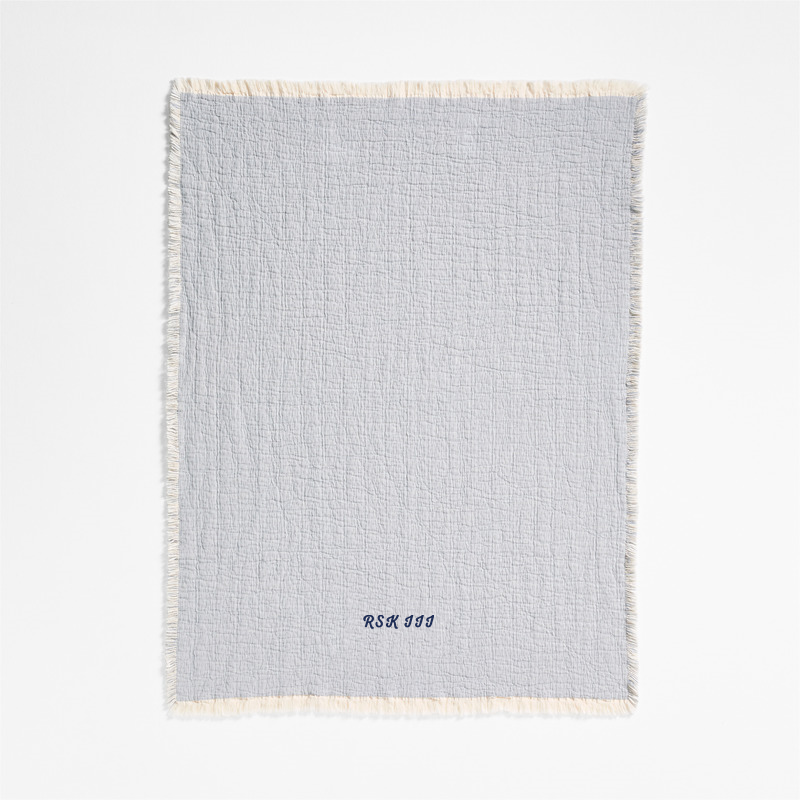 View Personalized Supersoft Organic Cotton Gauze Smoke Blue Baby Stroller Blanket details