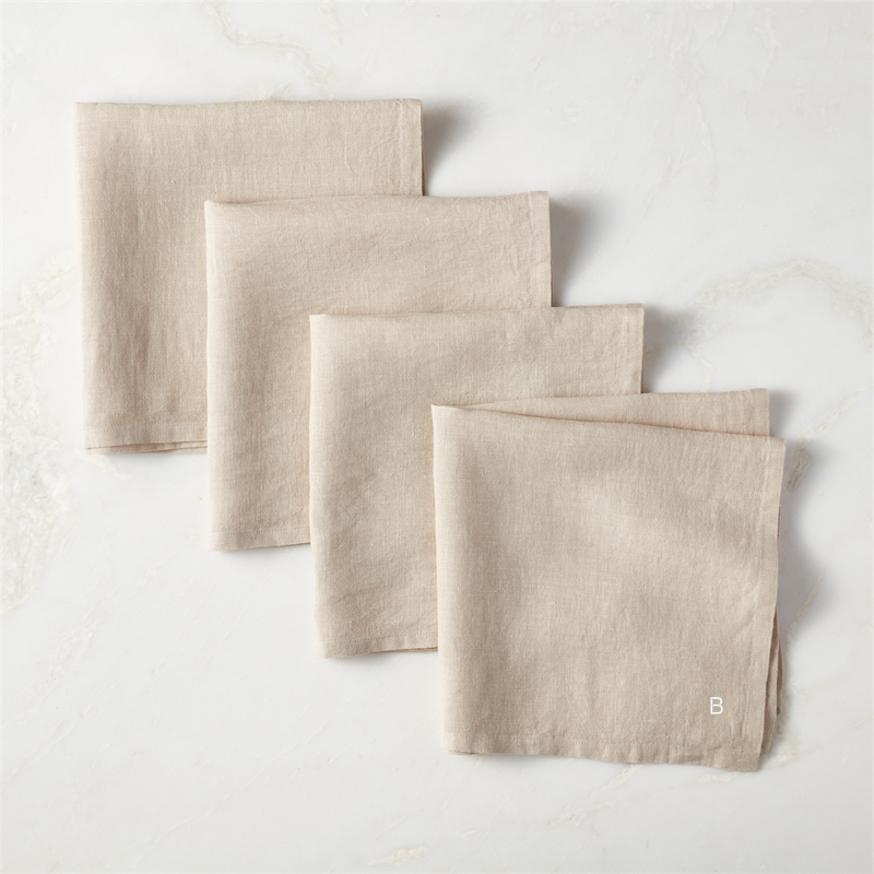 View Personalized Bolt Taupe Linen Napkins Set of 4 details