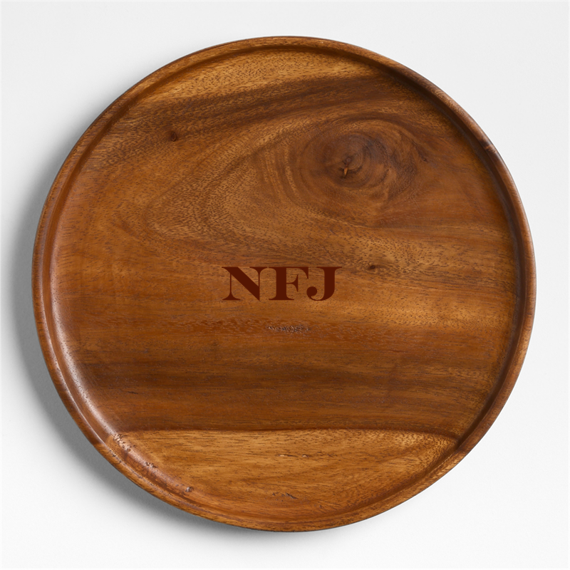 View Personalized Tondo Acacia 12" Round Platter details