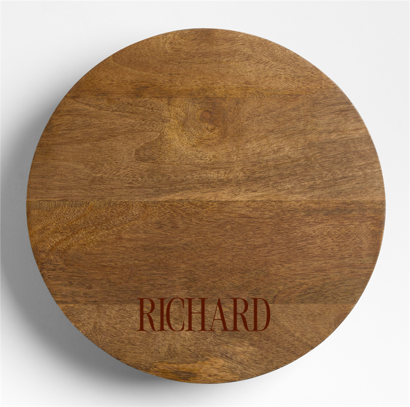 View Personalized Orchard Wooden 14" Round Footed Serve Board details